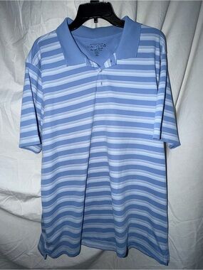 Cactus Light Blue and White Striped Men’s Polo